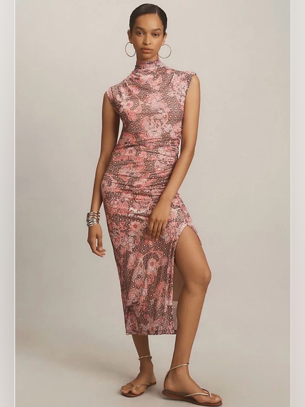 The Maya Ruched Cowl-Neck Mesh Dress 
By Anthropologie